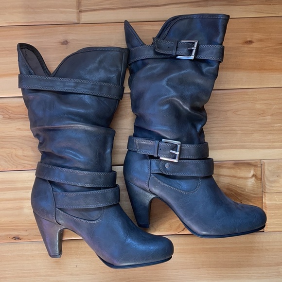Grey Slouchy Nine West Boots - Picture 2 of 12